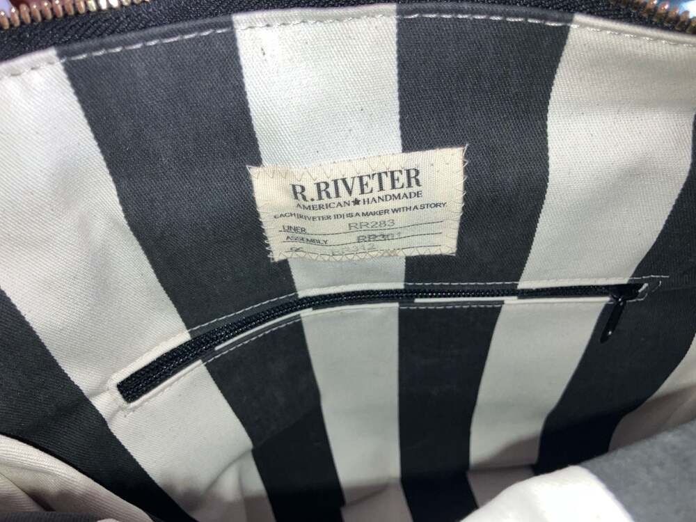 R.Riveter Otto Black Washed Canvas and Brown Leather Tote Bag - Picture 7 of 10
